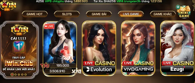 Sảnh LiveStream Casino IWin Club Sảnh Cược Đỉnh Cao Cho Cộng Đồng Game Thủ Đam Mê